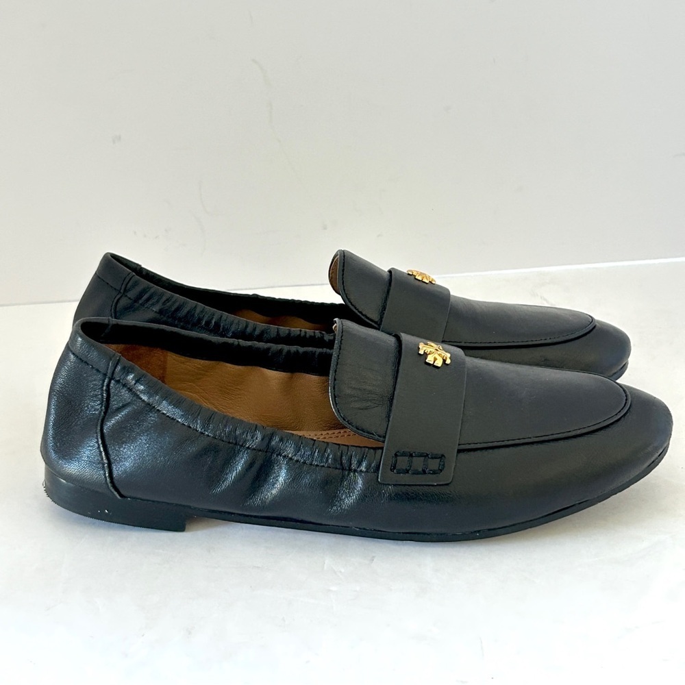 Tory Burch Ballet Loafer Flats Minimalist Black Leather Shoes Logo Size 5.5 - Picture 5 of 15